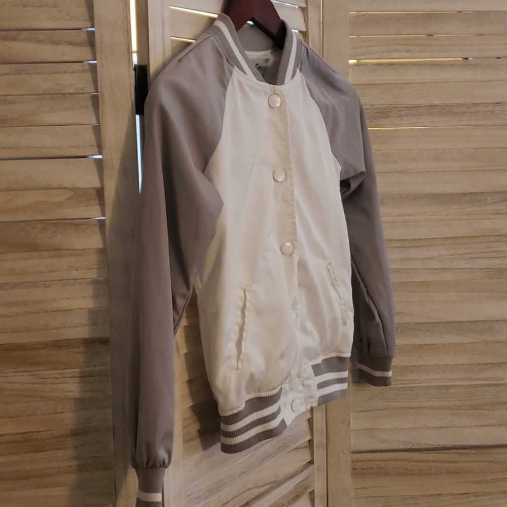 Full Tilt White & Grey Varsity Bomber Jacket